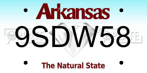 9SDW58 Arkansas License Plate