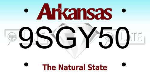 9SGY50 Arkansas License Plate