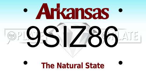 9SIZ86 Arkansas License Plate