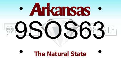 9SOS63 Arkansas License Plate