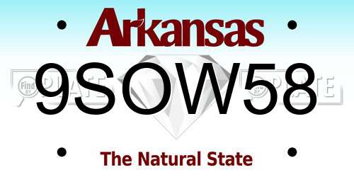 9SOW58 Arkansas License Plate