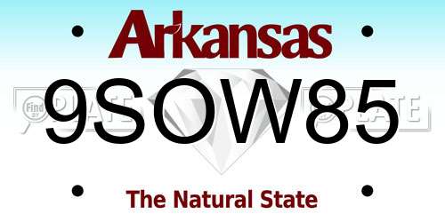 9SOW85 Arkansas License Plate