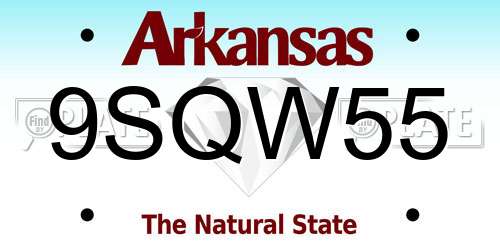 9SQW55 Arkansas License Plate