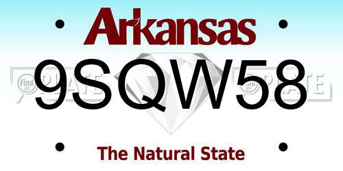9SQW58 Arkansas License Plate