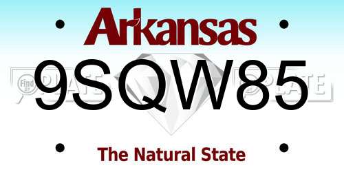 9SQW85 Arkansas License Plate