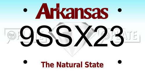 9SSX23 Arkansas License Plate
