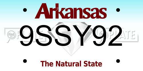 9SSY92 Arkansas License Plate