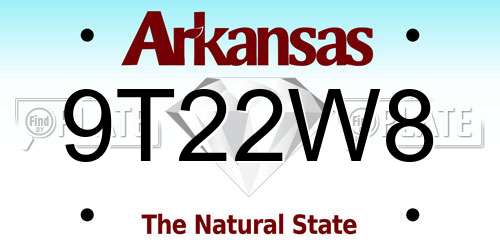 9T22W8 Arkansas License Plate