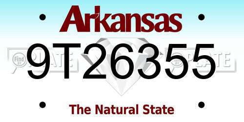 9T26355 Arkansas License Plate
