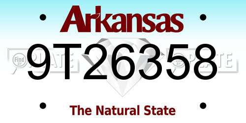 9T26358 Arkansas License Plate