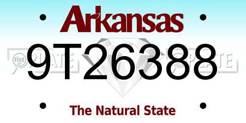 9T26388 Arkansas License Plate