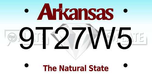 9T27W5 Arkansas License Plate