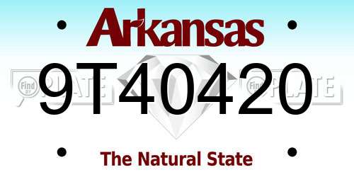 9T40420 Arkansas License Plate
