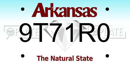 9T71R0 Arkansas License Plate