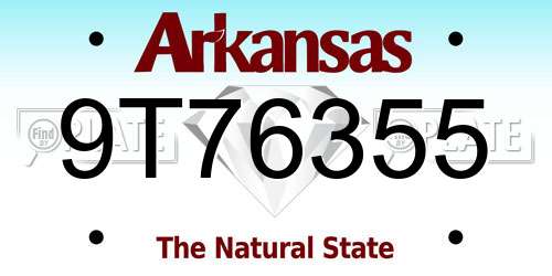 9T76355 Arkansas License Plate