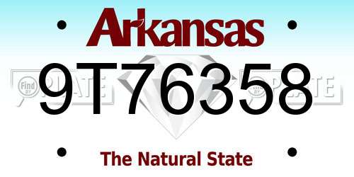9T76358 Arkansas License Plate