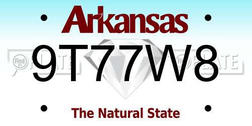 9T77W8 Arkansas License Plate