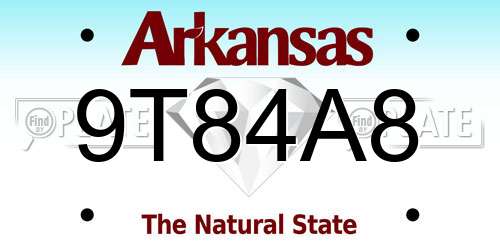9T84A8 Arkansas License Plate