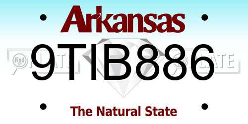 9TIB886 Arkansas License Plate