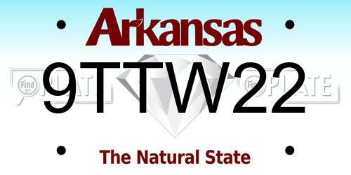 9TTW22 Arkansas License Plate
