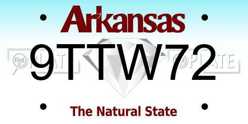 9TTW72 Arkansas License Plate