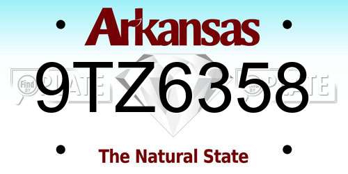 9TZ6358 Arkansas License Plate
