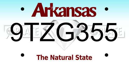 9TZG355 Arkansas License Plate