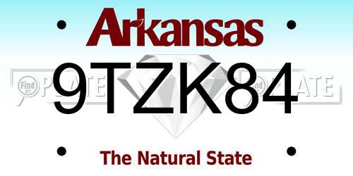 9TZK84 Arkansas License Plate