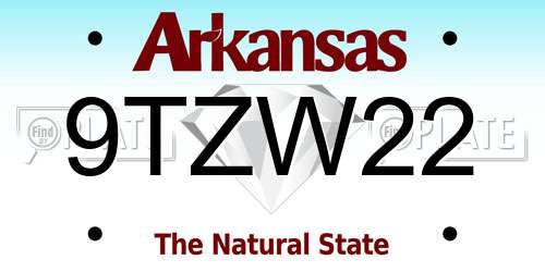 9TZW22 Arkansas License Plate