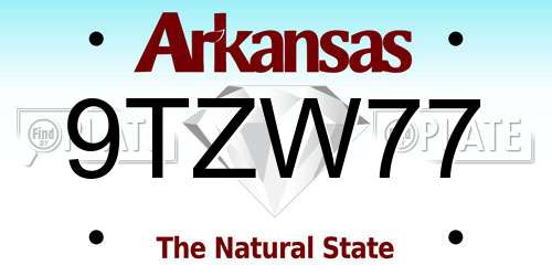 9TZW77 Arkansas License Plate