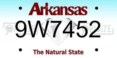 9W7452 Arkansas License Plate