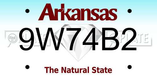 9W74B2 Arkansas License Plate