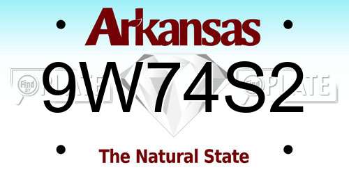 9W74S2 Arkansas License Plate