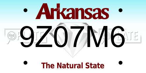 9Z07M6 Arkansas License Plate