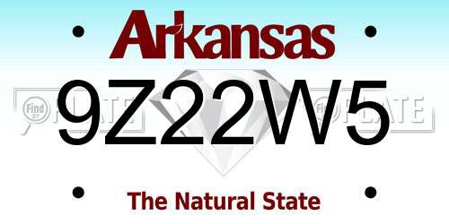 9Z22W5 Arkansas License Plate