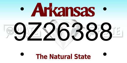 9Z26388 Arkansas License Plate