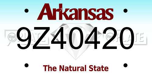 9Z40420 Arkansas License Plate