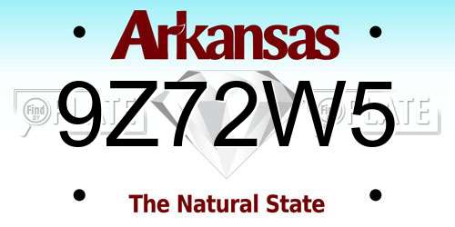 9Z72W5 Arkansas License Plate