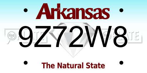 9Z72W8 Arkansas License Plate