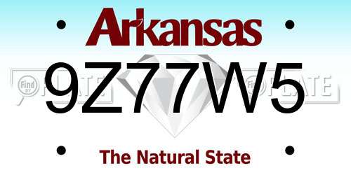 9Z77W5 Arkansas License Plate