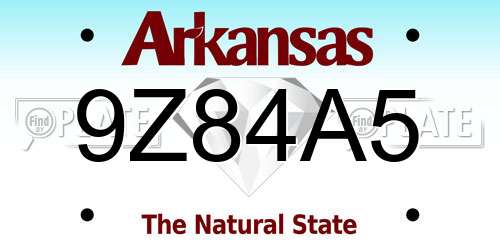 9Z84A5 Arkansas License Plate