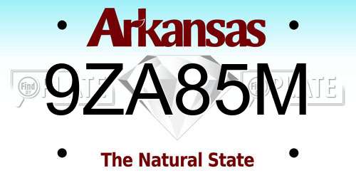 9ZA85M Arkansas License Plate