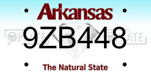 9ZB448 Arkansas License Plate
