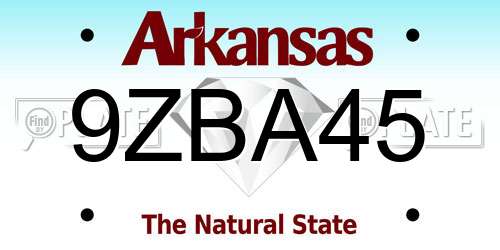 9ZBA45 Arkansas License Plate