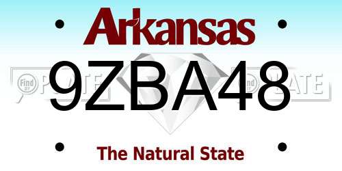 9ZBA48 Arkansas License Plate