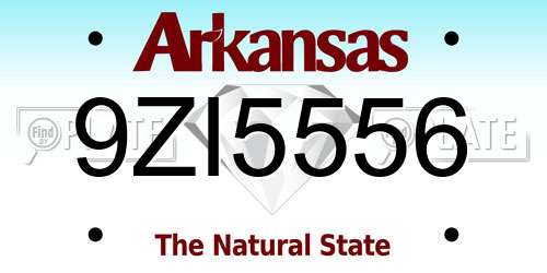 9ZI5556 Arkansas License Plate