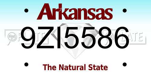 9ZI5586 Arkansas License Plate