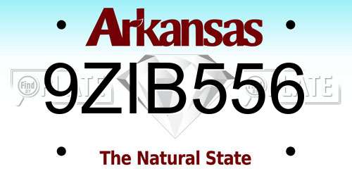 9ZIB556 Arkansas License Plate
