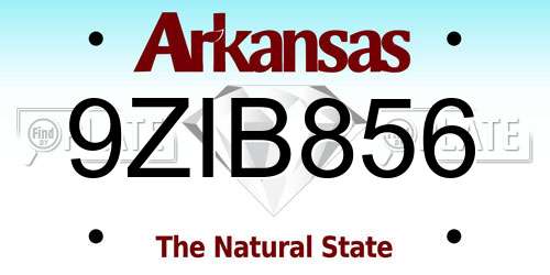 9ZIB856 Arkansas License Plate