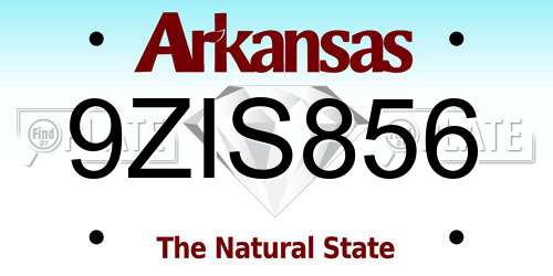 9ZIS856 Arkansas License Plate